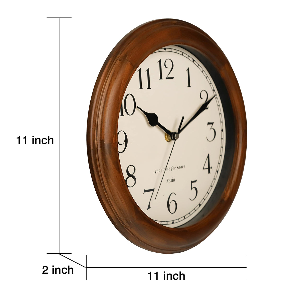 Wooden wall clock with Retro Design, 11 Inches Round Wall Clock Battery Operated Silent Non