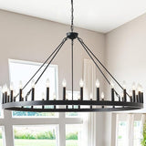 Black Wagon Wheel Chandelier 40 inch,20-Light Farmhouse Wagon Wheel Chandeliers