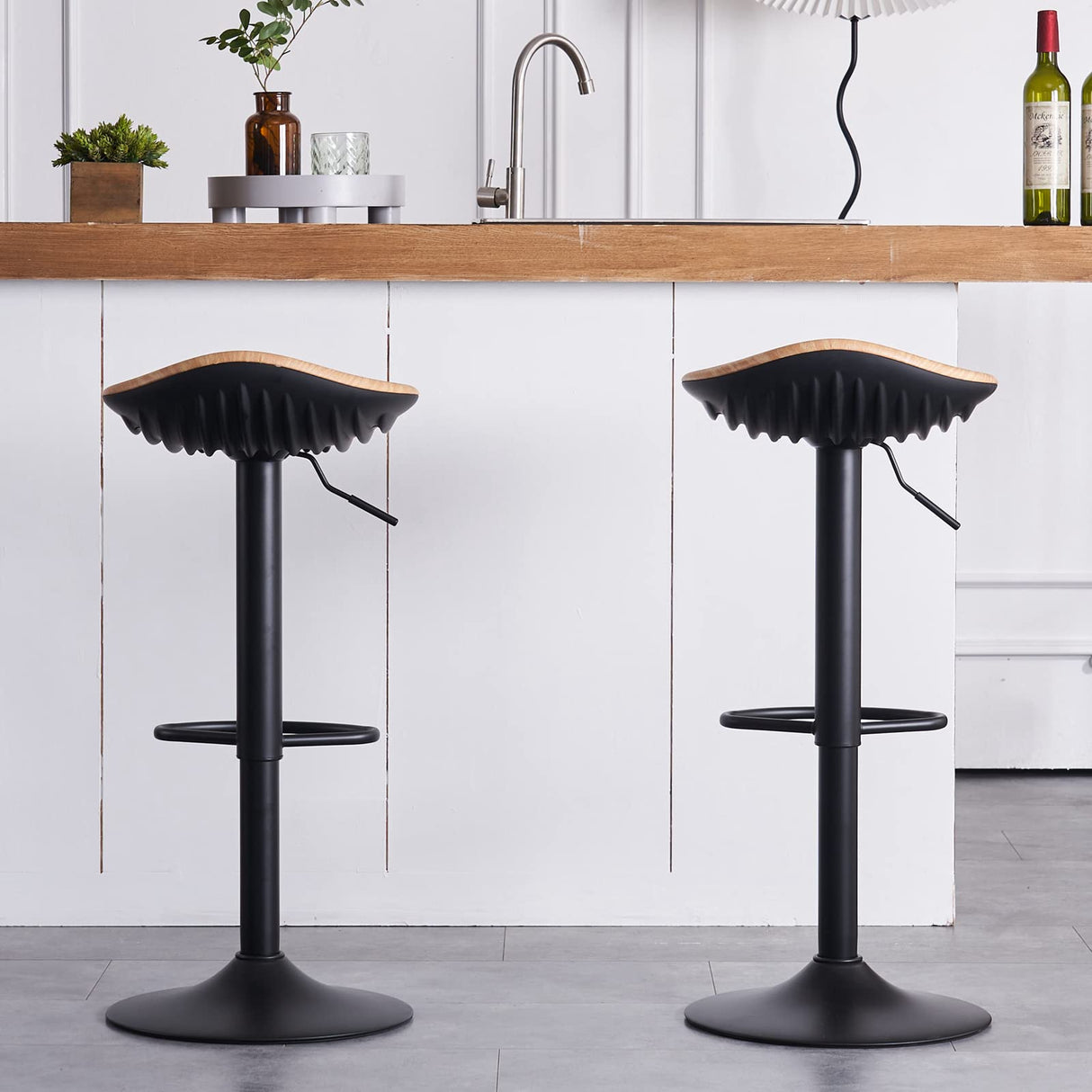 Bar Stools Set of 2 Seashell Counter Height Bar Stools Black Barstools