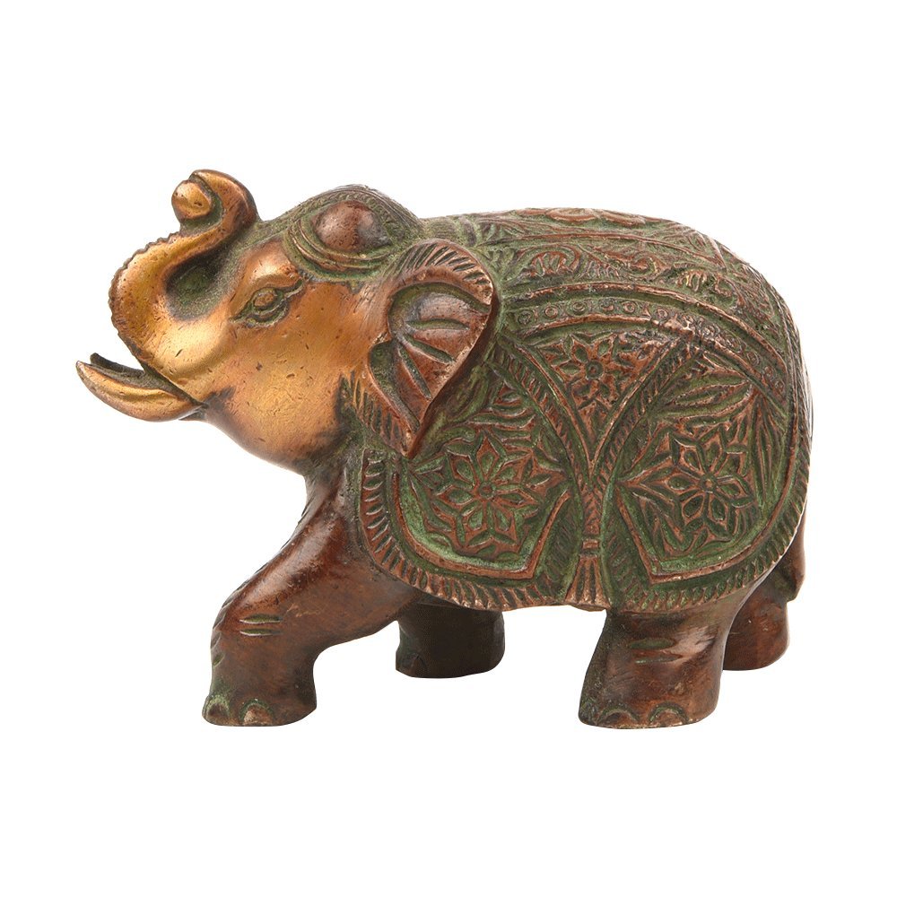 Indian Elephant Sculpture Showpiece | Multicolor Brass Statues | Coffee Table Decor