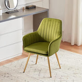 Velvet Accent Chair, Home Office Desk Chair No Wheels, Modern Dinging Chair