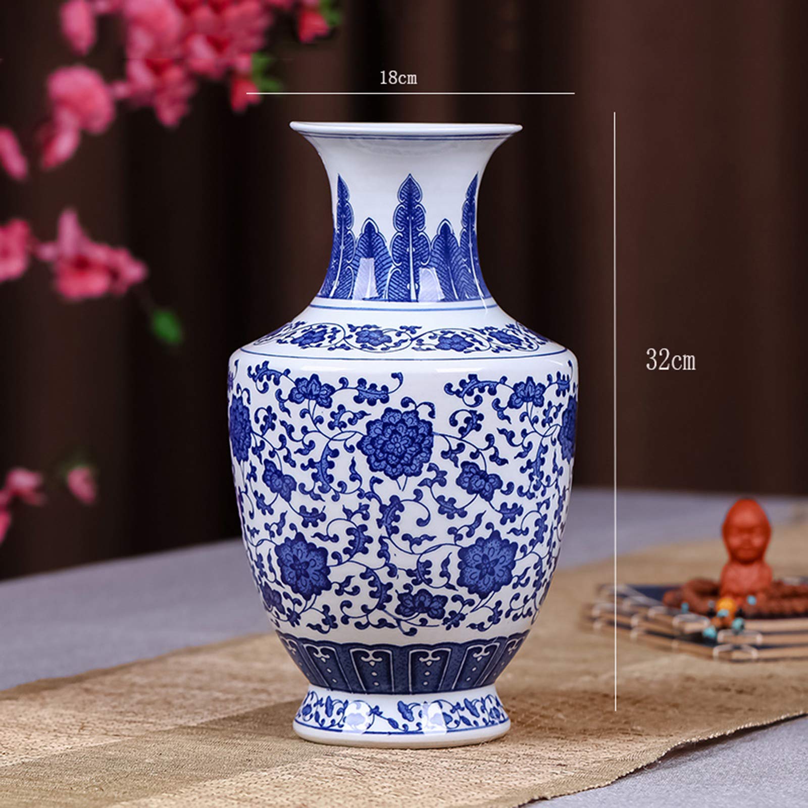 Hotel Lobby Decoration Vase Blue and White Porcelain Home Entrance Decorative