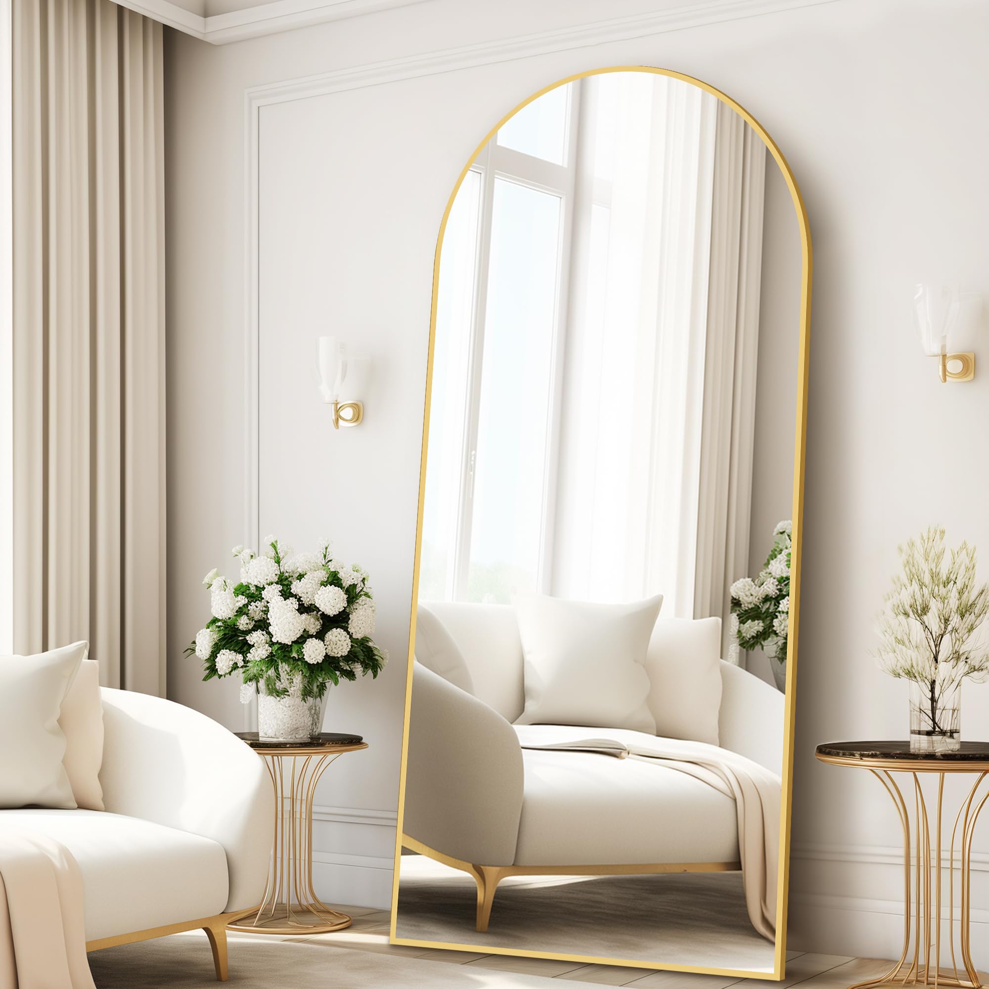Full Length Mirrors, Full Body Mirror, 71 * 32 Frame Floor Mirror Gold Floor Mirror Brushed Metal Frame Mounted Mirror Bathroom Vanity Hanging Mirror for for Bedroom, Entryway, Living/Dressing Room