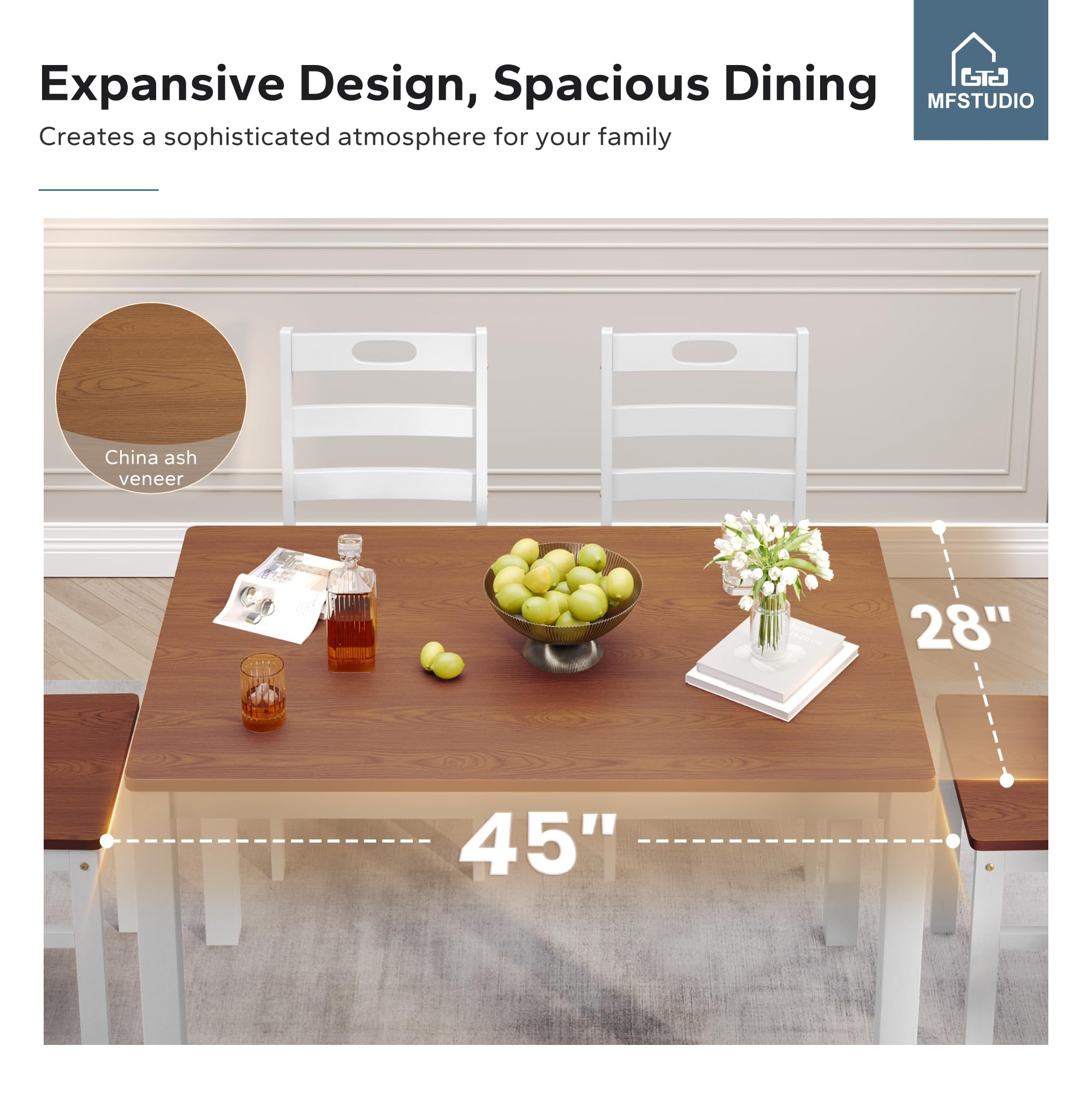 5-Piece Dining Table Set with 4 Chairs