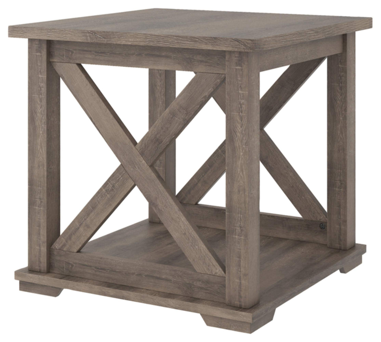 Arlenbry Farmhouse End Table with Crossbuck Details, Weathered Oak Brown