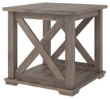 Arlenbry Farmhouse End Table with Crossbuck Details, Weathered Oak Brown