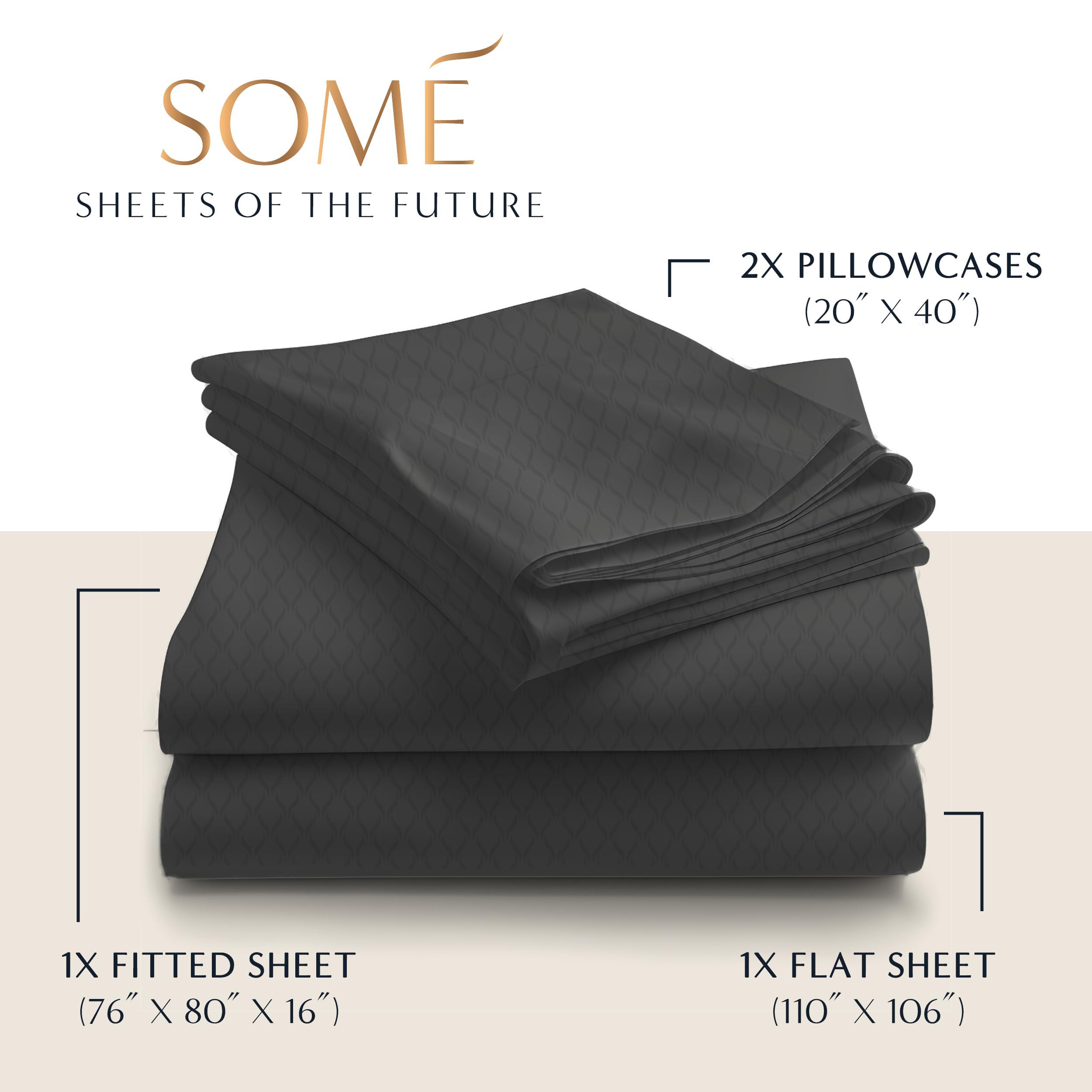 Cooling Sheets for Ultimate Temperature Control, King Size 4 Pc Sheet Set - Made from