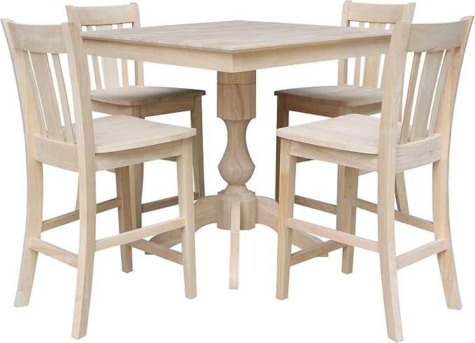 Table with 4 Stools, Unfinished