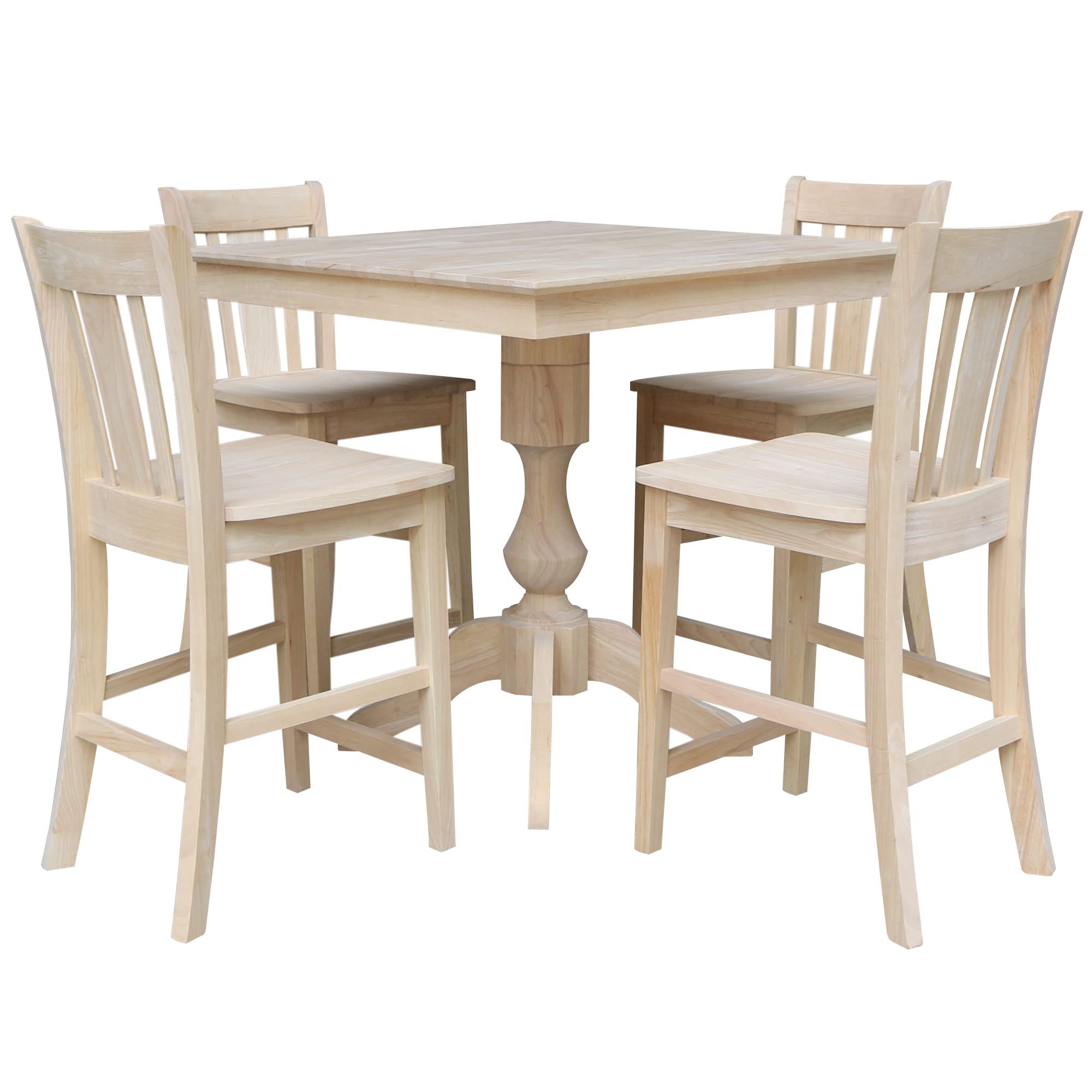 Table with 4 Stools, Unfinished