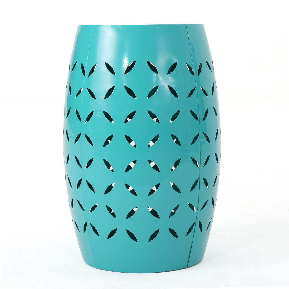 Jorell Lace Cut Iron Accent Table, Teal