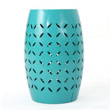 Jorell Lace Cut Iron Accent Table, Teal