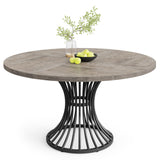 Round Dining Table, 47-Inch Farmhouse Dinning Room Table, Industrial Dinner Table
