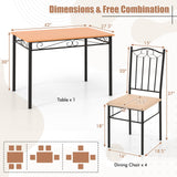 5-Piece Dining Table Set, Rectangular Dining Table with 4 Cushioned Chairs