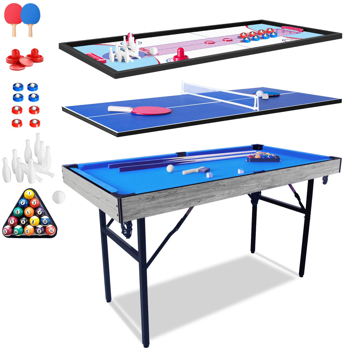 Upgrade Multi Game Table,5 in 1 Folding Portabel Games with Accessories