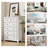 White Dresser for Bedroom, 6 Chest of Drawer, 6 Drawers Dresser Tall Nightstand