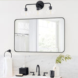 Black Framed Mirror for Bathroom, Rounded Rectangle Mirrors