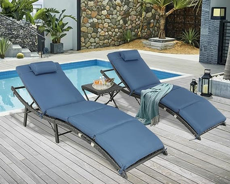 Outdoor Wicker Lounge Chairs Set Recliners Lounge Chairs