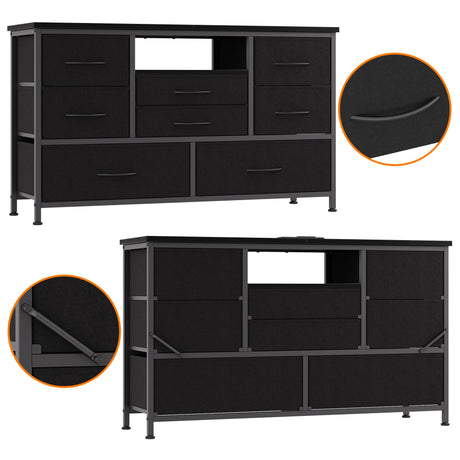 8 Dresser TV Stand with Power Outlet & LED for 55'' TV, Long Dresser for Bedroom