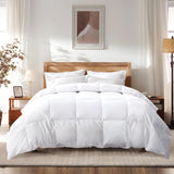 King Size Goose Feather Down Comforter – Ultra-Soft 100% Cotton Cover, Moisture-Wicking