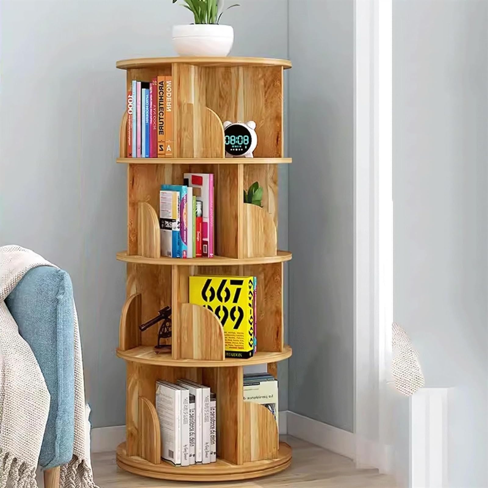 Bookshelf Rotating, 360 Display Corner Bookshelf Small Space