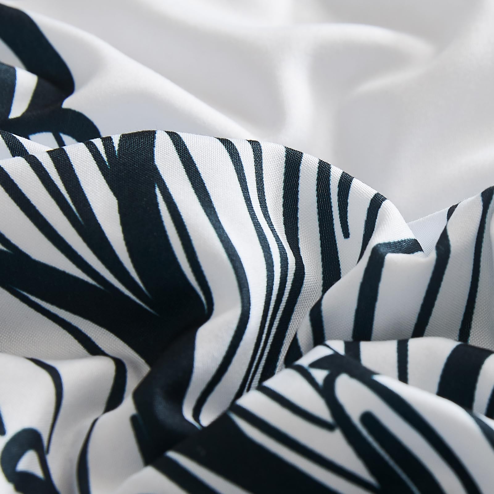 Queen Comforter Set, 7 Pieces Black and White Floral Comforter Set