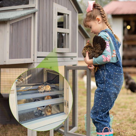 Chicken Coop Foldable Hen House Large Poultry Cage with Nesting Box and Run