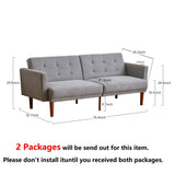 76'' Futon Sofa Bed, Convertible Sleeper Couch Bed, Sleeper Sofa with adjustable backrest