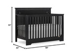 Morgan 5 in 1 Convertible Crib in Black, Greengaurd Gold Certified, Built of Sustainable