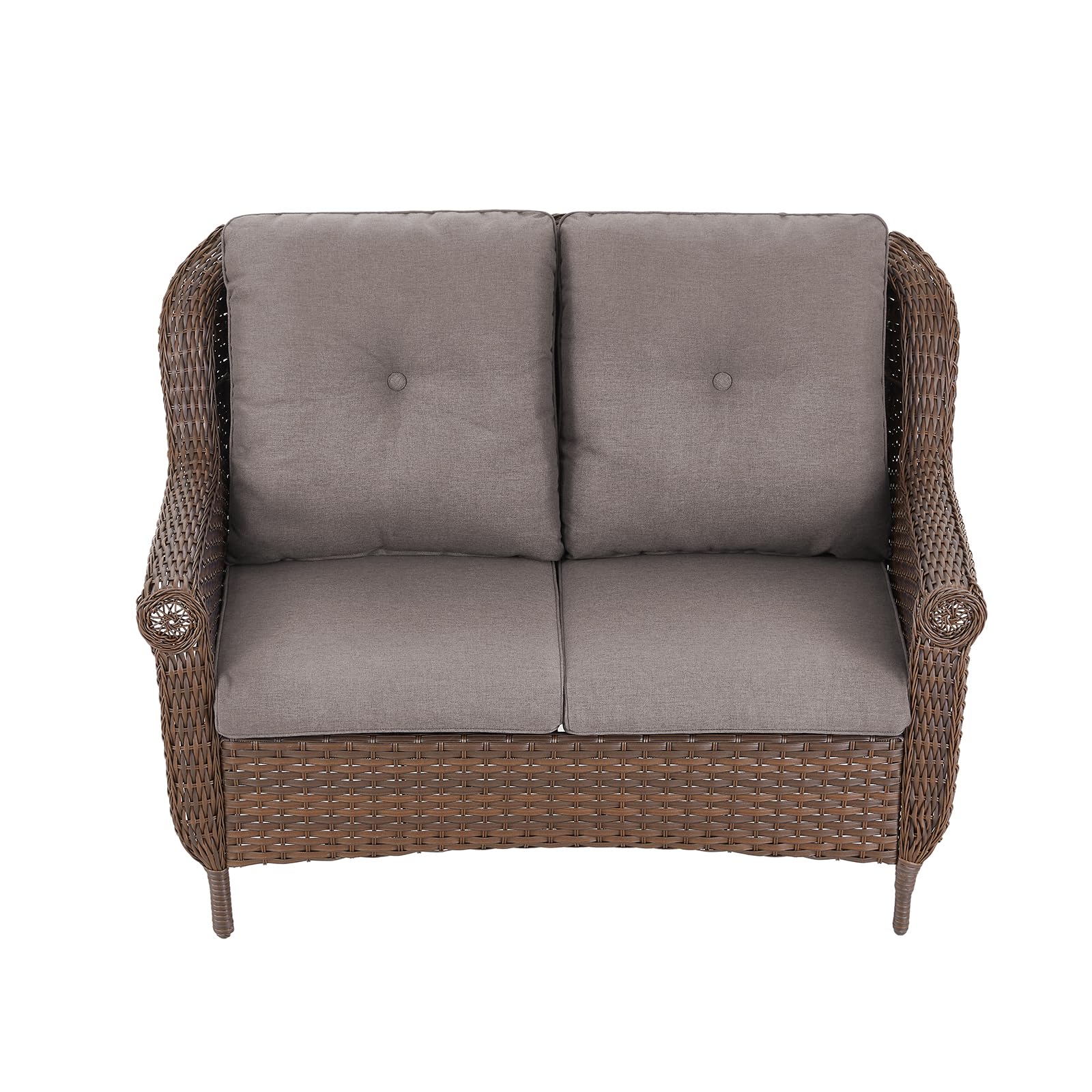 Patio Wicker Loveseat 2-Person Sofa - Heavy Duty Outdoor Resin Rattan Lawn