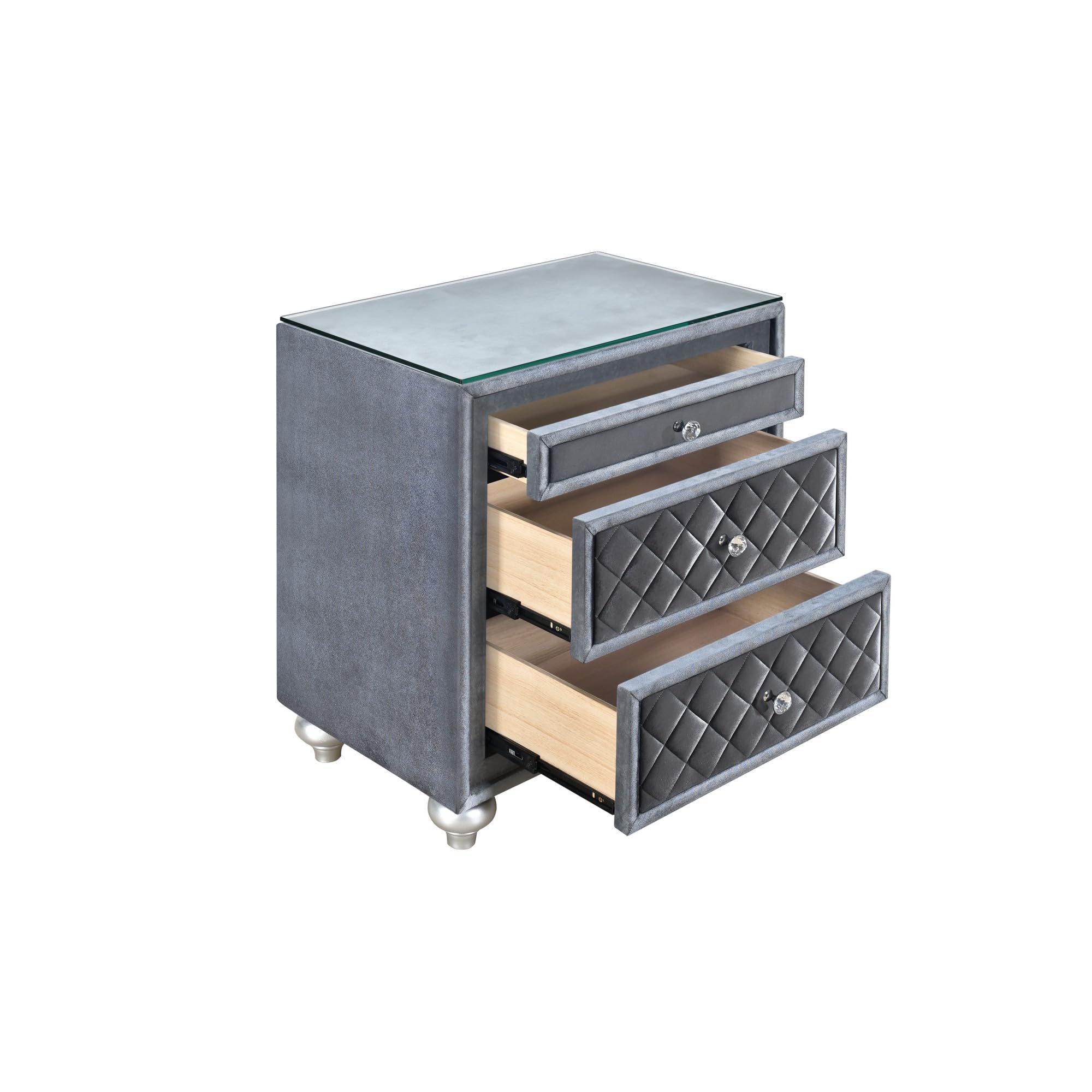 Velvet Yin 3 Drawer Nightstand Gray