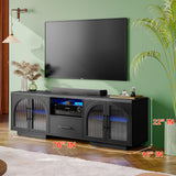 70" TV Stand with LED Lights & Glass Doors