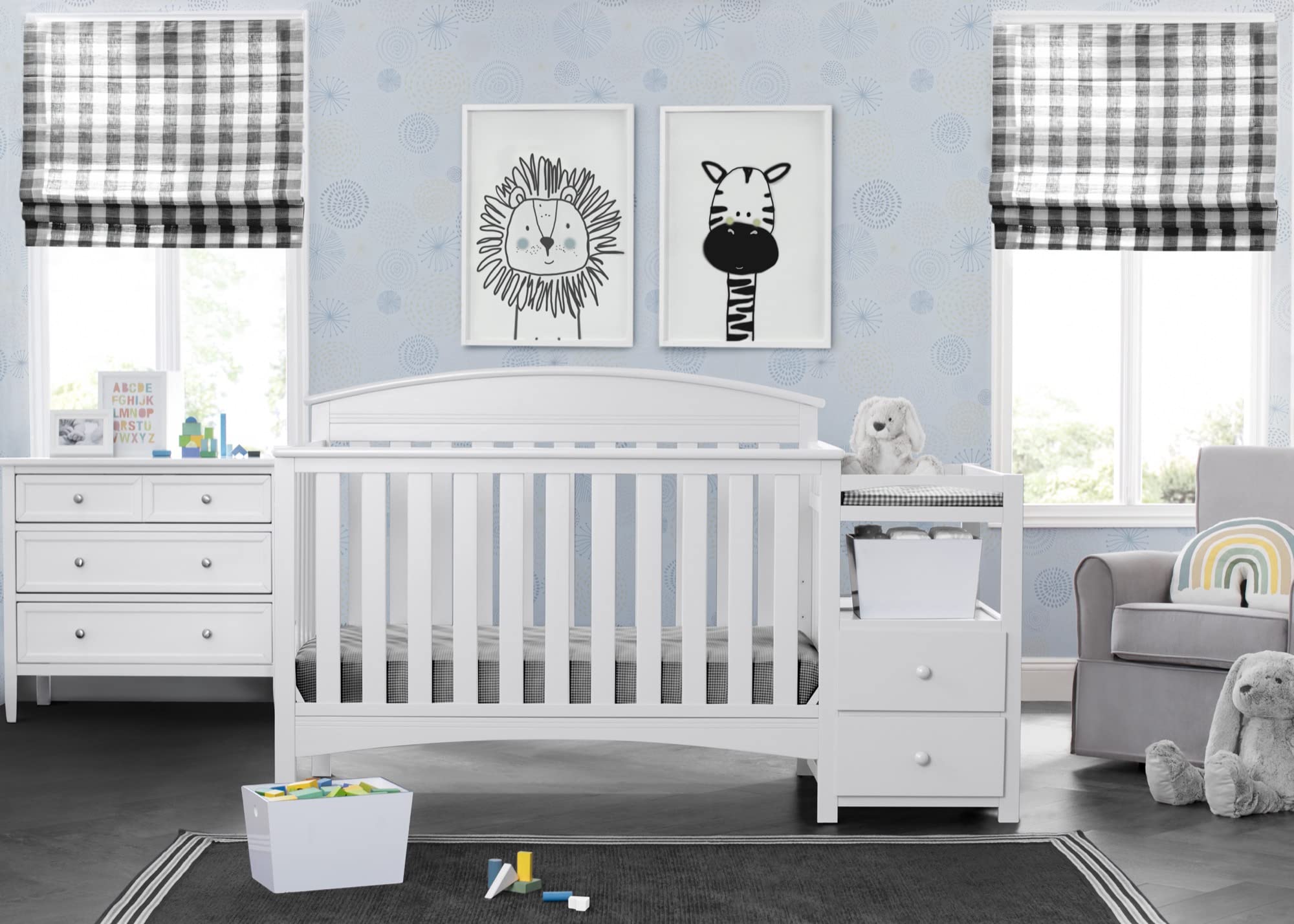 Abby Convertible Crib 'N' Changer + Changing Pad and Cover [Bundle], Bianca