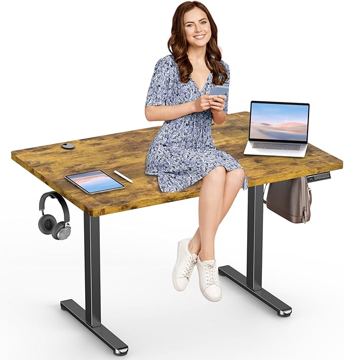 Adjustable Standing Desk Electric Sit to Stand Up Desk 48"× 24" Memory Small Home Office Desk with Quiet Motor, Black (Black, 48 * 24 Inch)