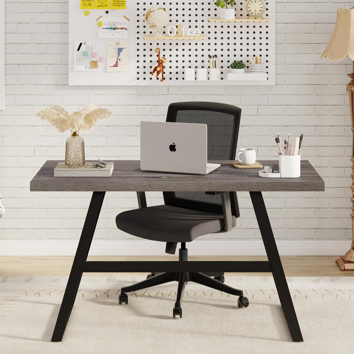 55 Inch Home Office Desks, Modern Office Desk, Wooden Computer Desk,