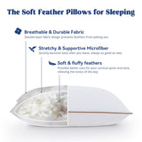 Goose Feather Down Pillows Standard Size Set of 2, Soft Fluffy Luxury Hotel Collection Pillow