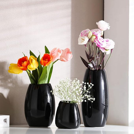 Ceramic Vase Set of 3 Flower Vases for Home Decor, Modern White Vase for Centerpieces