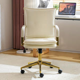 Mid-Back Ergonomic Leather Office Desk Chair, Modern Upholstered Computer Chair