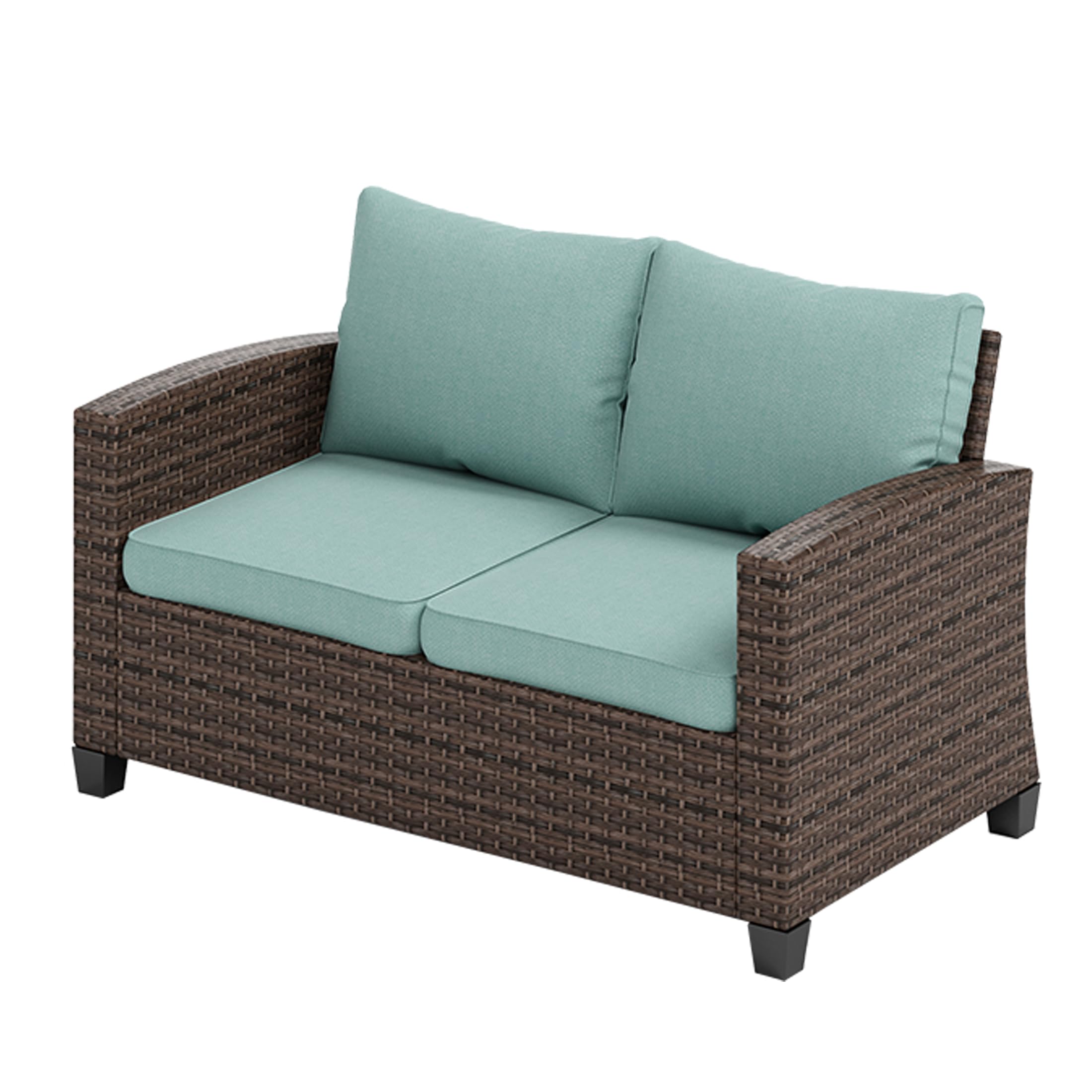 Loveseat Patio Sofa，Outdoor 2-seat Wicker Rattan Patio Sofa