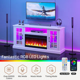 White Fireplace TV Stand with LED Lights & Power Outlets - 65 Inch