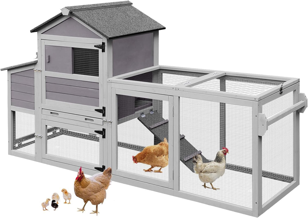 for 2-4 Chickens, Mobile Chicken House for Outdoor with Wheels, Nesting Box