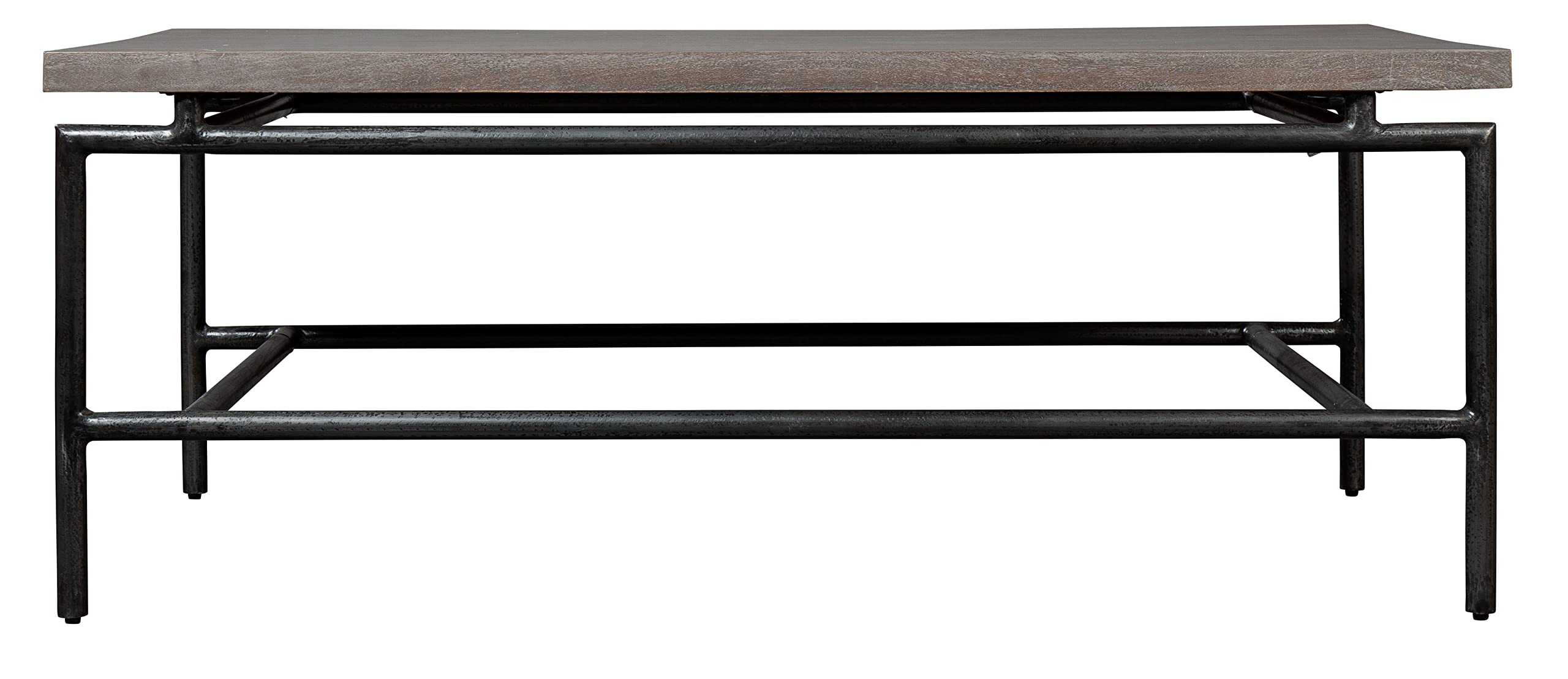 Furniture Rectangular Coffee Table – Grey Sedona Finish, Solid Mango Slab Top