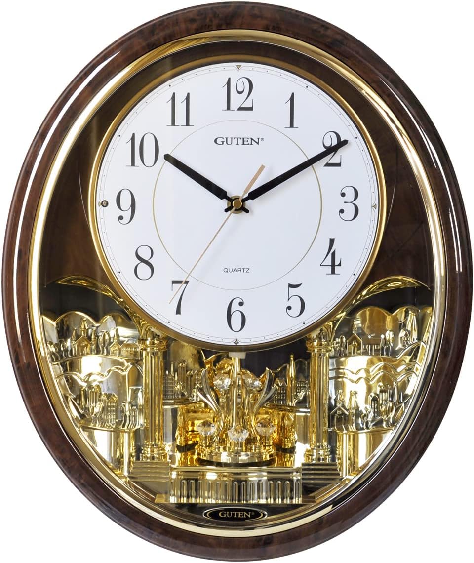 YUNTIMESS Melody & Chime Motion Wall Clock with Rotating Pendulum, Decorative Wall Clock, for Home, Hotel, Library or Church Decor.