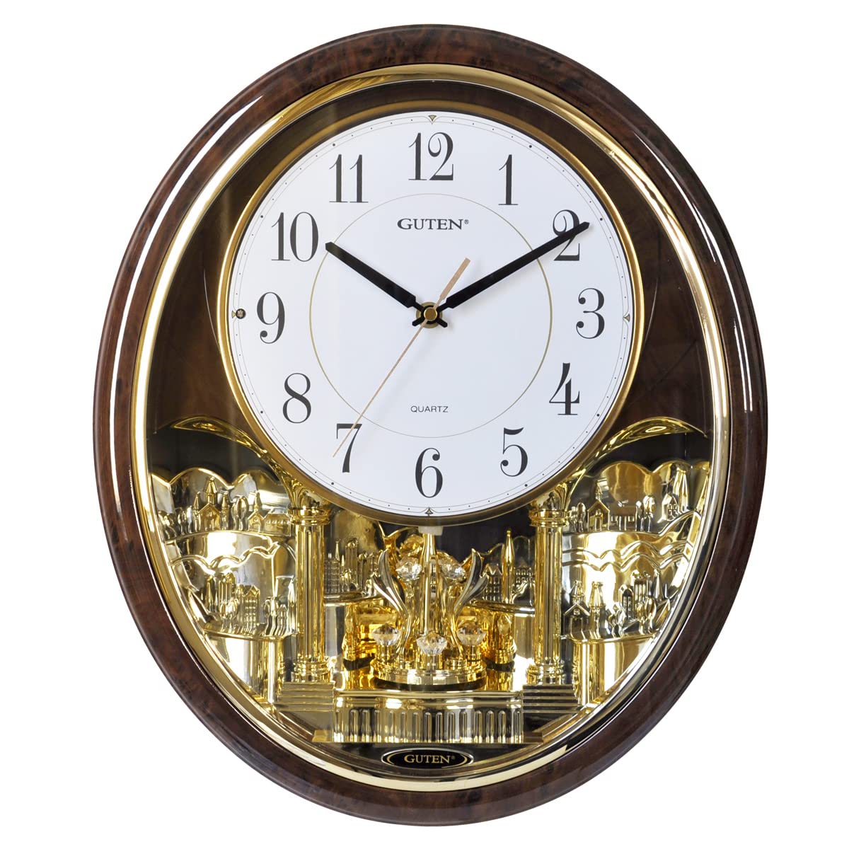 YUNTIMESS Melody & Chime Motion Wall Clock with Rotating Pendulum, Decorative Wall Clock, for Home, Hotel, Library or Church Decor.