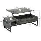 Lift Top Coffee Table with Storage, Wood Lifting Top Central Table Metal Frame