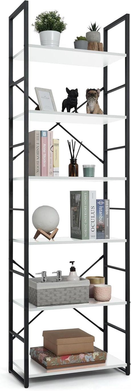 5 Tier Bookshelf, 24 Inch Width Free Standing Shelf, Bookcase Shelf Storage Organizer