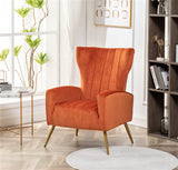 Armchair Modern Velvet Accent Chair, Channel Tufted Bedroom, Office or Living Room