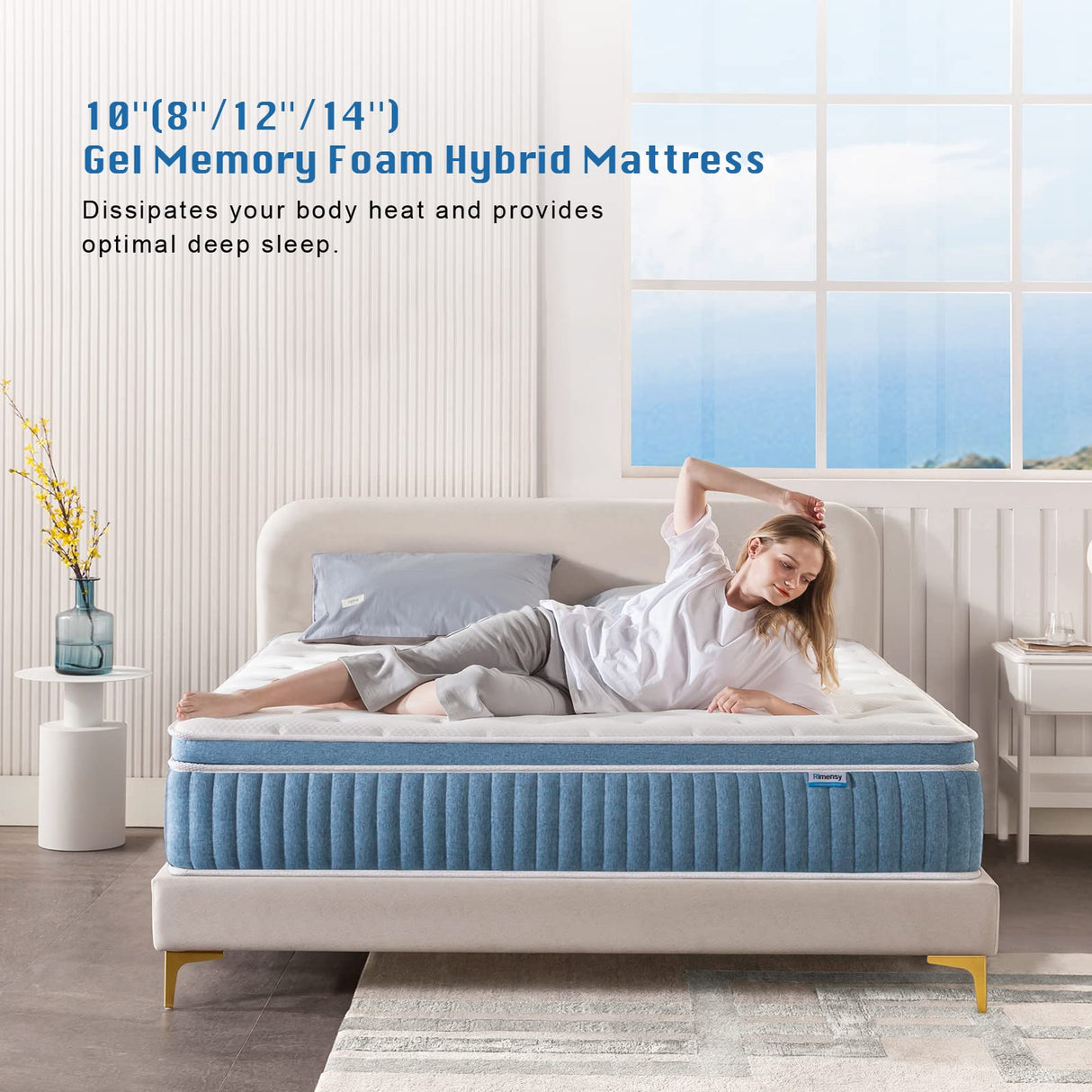 King Mattress, 14 Inch Hybrid Mattress in a Box, Gel Memory Foam Mattress