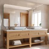 Frameless Bathroom Mirror, Rounded Corner Bathroom Vanity Mirror