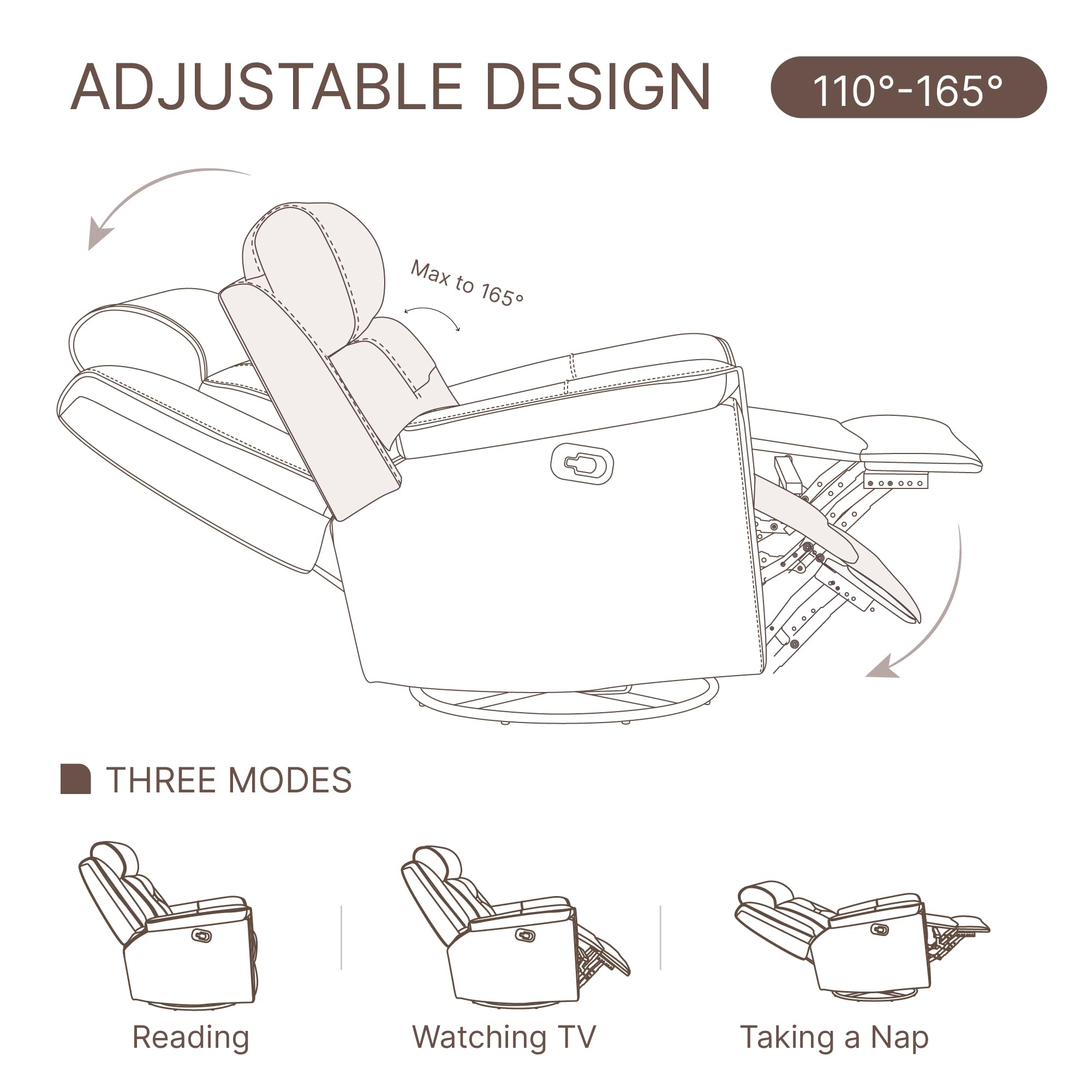 LuxeGlide Oversized Swivel Rocker Recliner Chair – Faux Leather Manual Recline