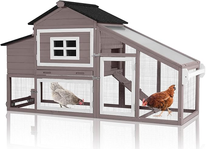 ChickMobile Portable Wooden Chicken Coop – Nesting Box, Wheels & Weatherproof Roof